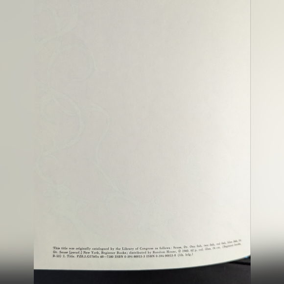 Dr Seuss 1960 One Fish Two Fish Red Fish Blue Fish Hardcover Book - Picture 8 of 14